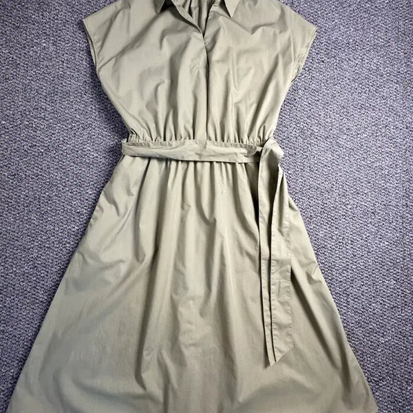 [BUNJANG] Uniqlo Khaki Shirt Dress with Belt / 유니클로 카키색 셔츠 원피스