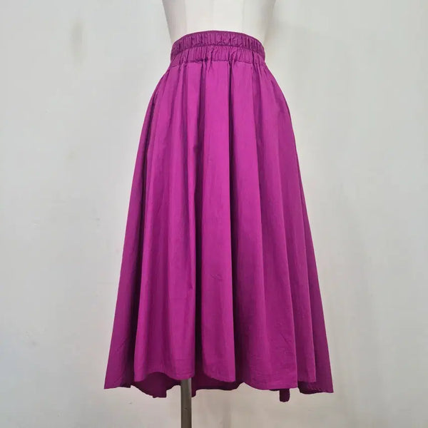 [BUNJANG] Avan Lily Purple Cotton Unbalance Flare Long Skirt / Avan Lily 퍼플 코튼 언밸런스 플레어 롱스커트 일본빈티지