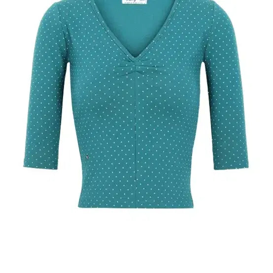 [BUNJANG] Faded Jade Dot Shirring T-shirt / 페일제이드 도트 셔링 티셔츠