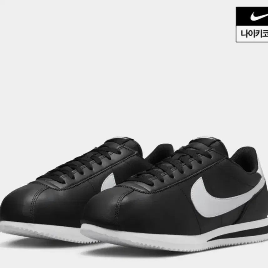 [BUNJANG] Nike Cortez Black White Leather Men's Sneakers / 나코택 새제품-나이키 코르테즈 블랙 검흰 레더 남성용 스니커즈