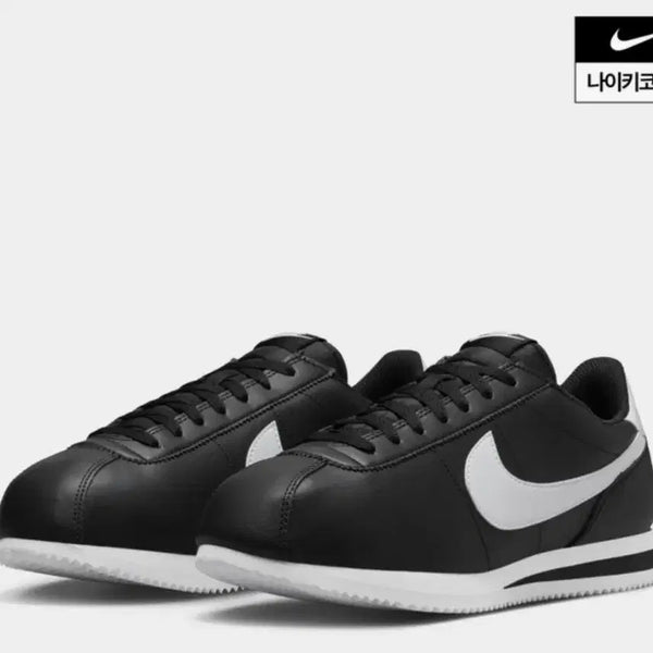 [BUNJANG] Nike Cortez Black White Leather Men's Sneakers / 나코택 새제품-나이키 코르테즈 블랙 검흰 레더 남성용 스니커즈