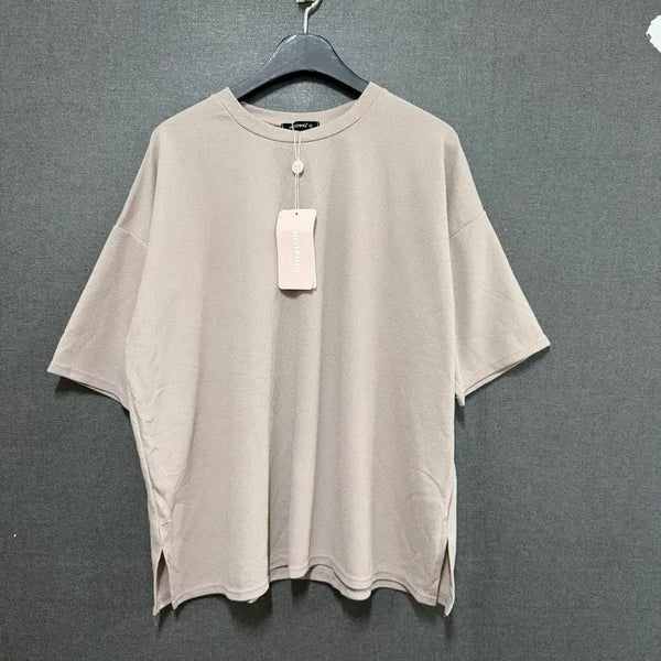 [BUNJANG] Hotping Women's Round Neck Loose Fit Short Sleeve T-shirt Beige / 핫핑 여성 2 베이지 라운드 루즈핏 반팔 티셔츠 BO2518