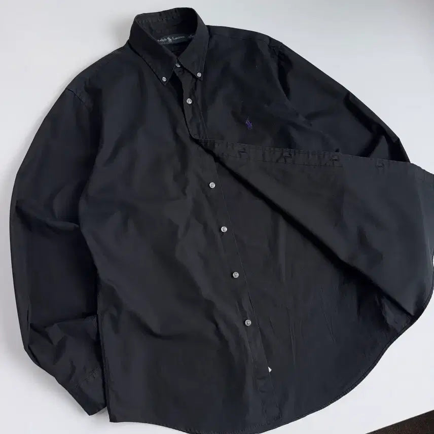 [BUNJANG] Polo Ralph Lauren Embroidered Cotton Black Shirt / Polo  폴로 랄프로렌 자수 코튼 블랙 셔츠