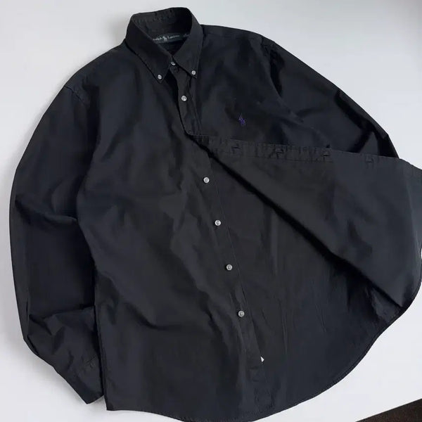 [BUNJANG] Polo Ralph Lauren Embroidered Cotton Black Shirt / Polo  폴로 랄프로렌 자수 코튼 블랙 셔츠