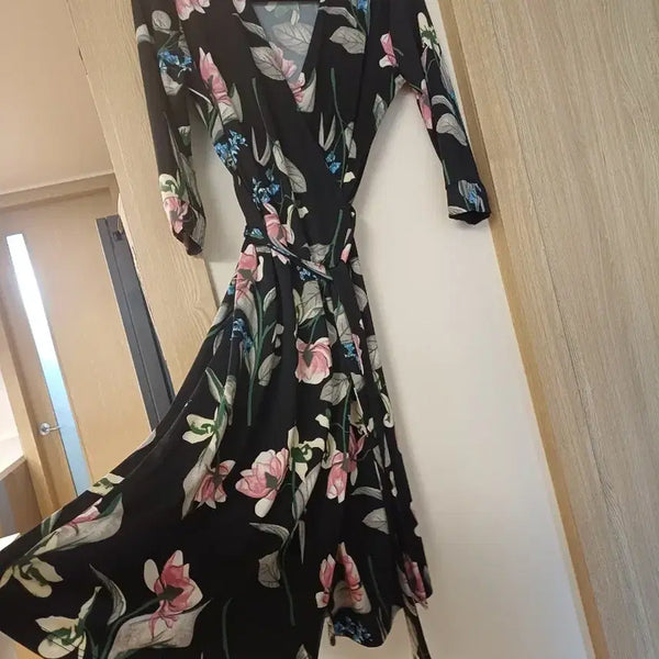 [BUNJANG] Floral Wrap Dress Size 66 / 플라워 랩 원피스 66