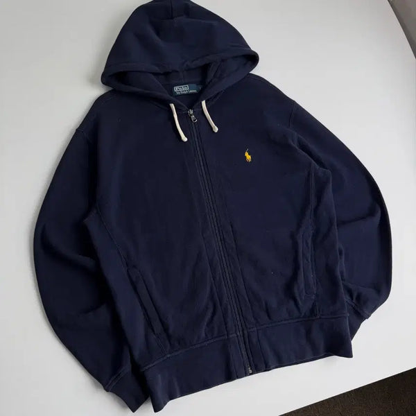 [BUNJANG] Polo Ralph Lauren Embroidered Cotton Navy Hoodie Zip-Up / Polo  폴로 랄프로렌 자수 코튼 네이비 후드집업