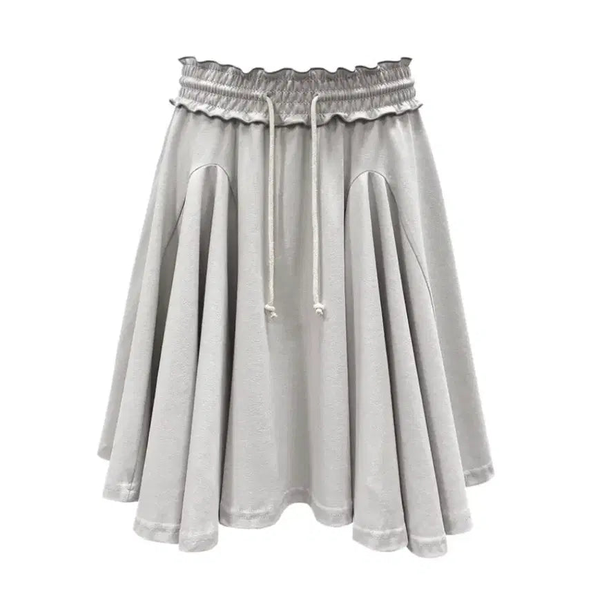 [BUNJANG] Chemehc Smocked Flare Skirt Light Gray / Chemehc 체메씨 SMOCKED FLARE SKIRT (LIGHT GRAY)