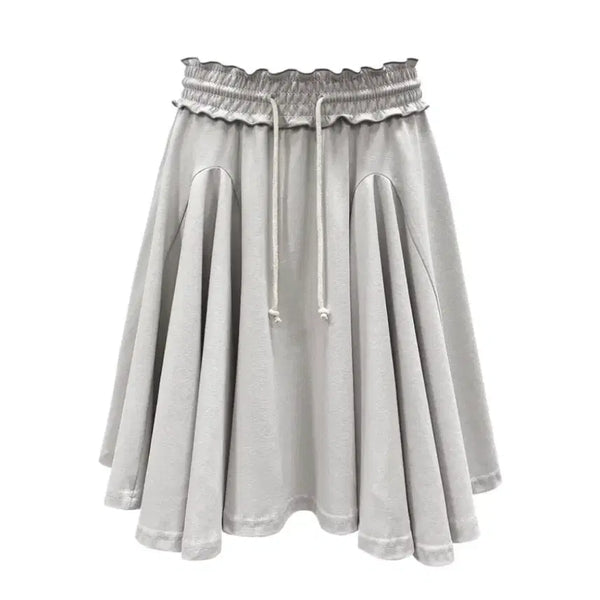 [BUNJANG] Chemehc Smocked Flare Skirt Light Gray / Chemehc 체메씨 SMOCKED FLARE SKIRT (LIGHT GRAY)
