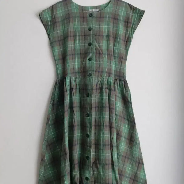 [BUNJANG] Vintage Japanese Checkered Cotton Dress / Vintage 빈티지 일본제 체크 면 원피스 드레스
