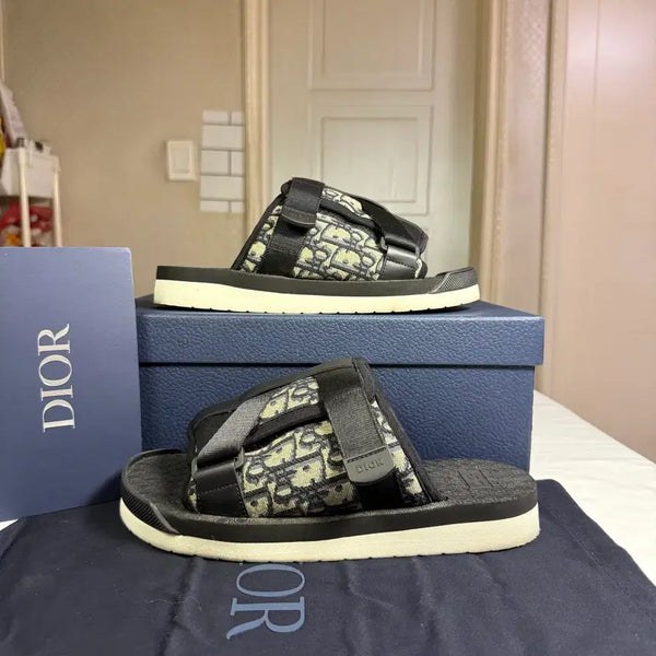 [BUNJANG] Dior Dior Oblique Jacquard Alpha Sandals Slippers Beige & Black Size 40 / [40사이즈,25년/공홈]디올 오블리크 자카드 알파 샌들 슬리퍼
