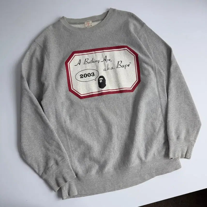 [BUNJANG] Bape 00s Grey Lettering Sweatshirt / Bape  베이프 00,s 그레이 레터링 맨투맨