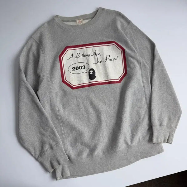 [BUNJANG] Bape 00s Grey Lettering Sweatshirt / Bape  베이프 00,s 그레이 레터링 맨투맨