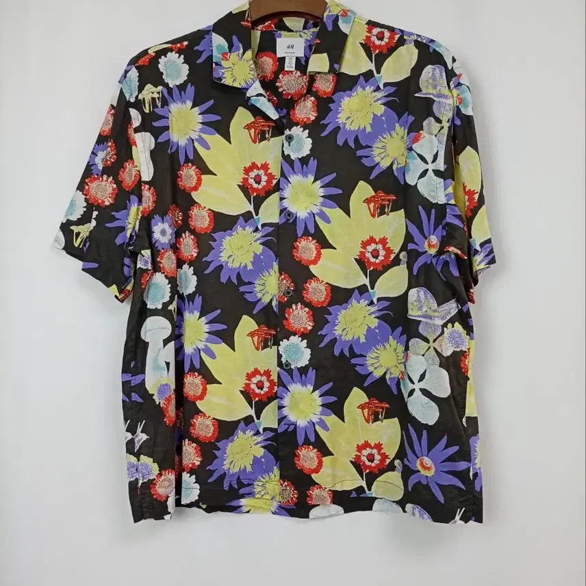 [BUNJANG] H&M Flower Hawaiian Short Sleeve Shirt L / 에이치엔엠 플라워 하와이안 반팔셔츠/L/하이구제3277