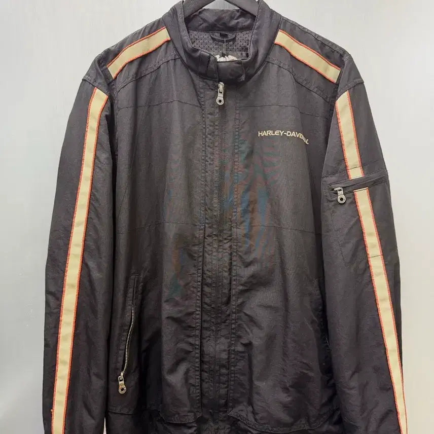 [BUNJANG] Harley-Davidson Black Orange Line Riding Jacket XL / Harley-Davidson 할리데이비슨 블랙 오렌지 라인 라이딩 재킷