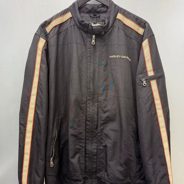 [BUNJANG] Harley-Davidson Black Orange Line Riding Jacket XL / Harley-Davidson 할리데이비슨 블랙 오렌지 라인 라이딩 재킷