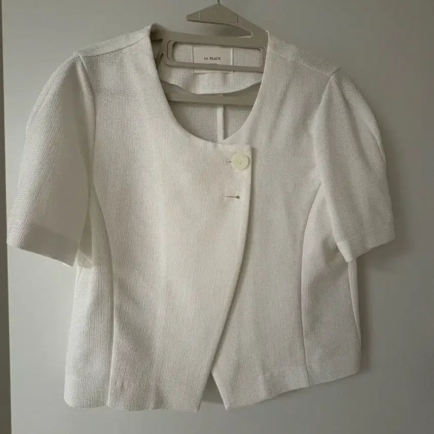 [BUNJANG] White Short Sleeve Jacket / 화이트 반팔 자켓