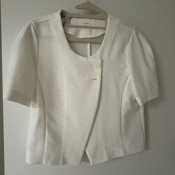 [BUNJANG] White Short Sleeve Jacket / 화이트 반팔 자켓