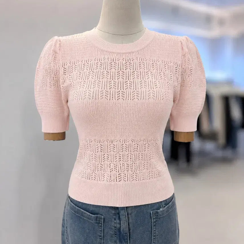 [BUNJANG] Kenneth Lady Puff Short Sleeve Knit / 케네스레이디 퍼프 반팔 니트 새상품 팝니다 :)