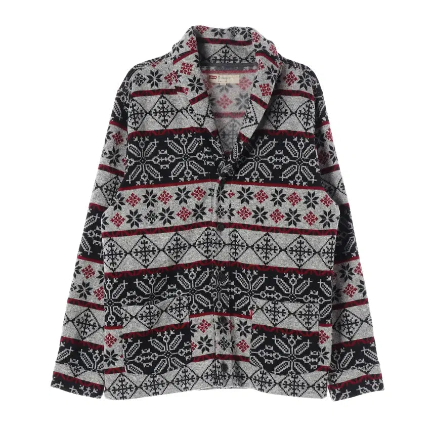 [BUNJANG] Levi's Nordic Pattern Button Fleece Knit Cardigan Jacket / 리바이스 노르딕 패턴 버튼 플리스 니트 가디건 자켓