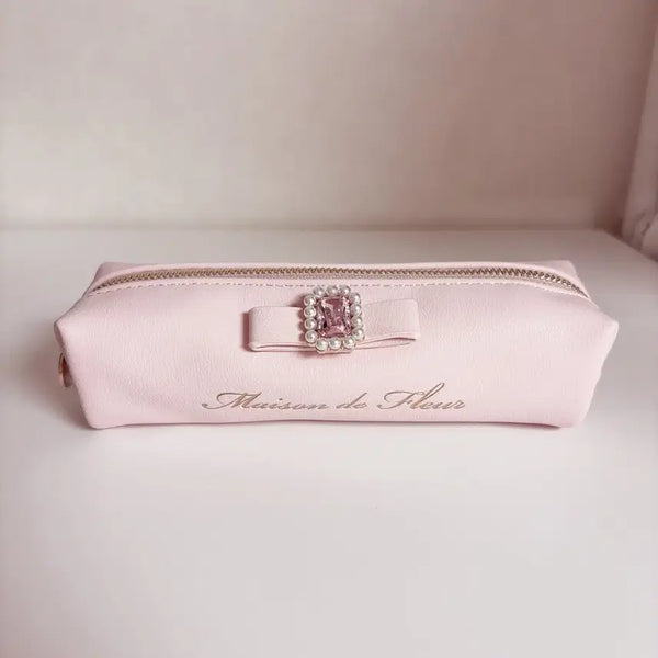 [BUNJANG] Maison de FLEUR Ribbon Pouch - Pink Strawberry Milk / 메종드 플뢰르 리본 필통 파우치 핑크 딸기우유 양산형 지뢰계 걸리 스나