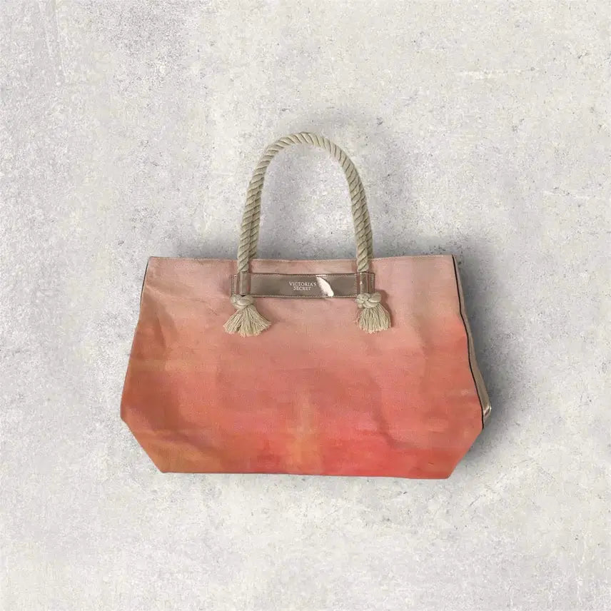[BUNJANG] Victoria's Secret Canvas Big Shoulder Bag Coral / 빅토리아 시크릿 캔버스 빅 숄더백 (B338)