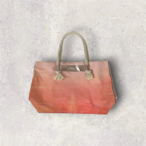 [BUNJANG] Victoria's Secret Canvas Big Shoulder Bag Coral / 빅토리아 시크릿 캔버스 빅 숄더백 (B338)