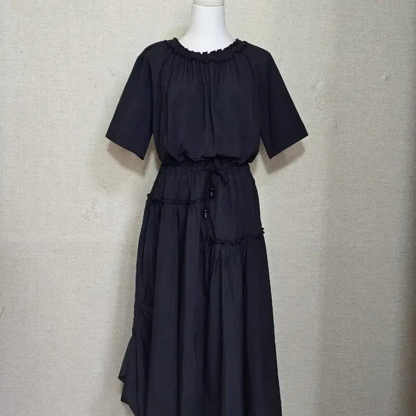 [BUNJANG] Black Frill Long Dress / 바스락 프릴 롱원피스F