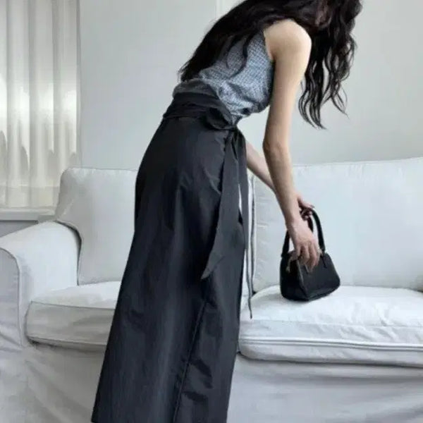 [BUNJANG] Nylon Long Wrap Skirt / 나일론  바스락 롱 랩스커트