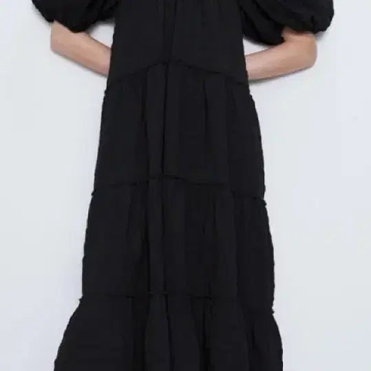 [BUNJANG] Zara Puff Sleeve Long Dress Black / 자라 고급퍼프소매 롱 원피스 블랙