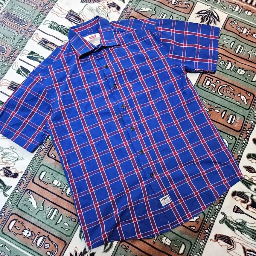 [BUNJANG] Levi's Red Tab Patched Check Short Sleeve Shirt Size S / 리바이스(Levis) 레드탭 패치드 체크 반팔셔츠 S size