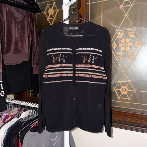 [BUNJANG] Japanese Vintage Embroidery Knit Cardigan / 일본빈티지 자수 가디건