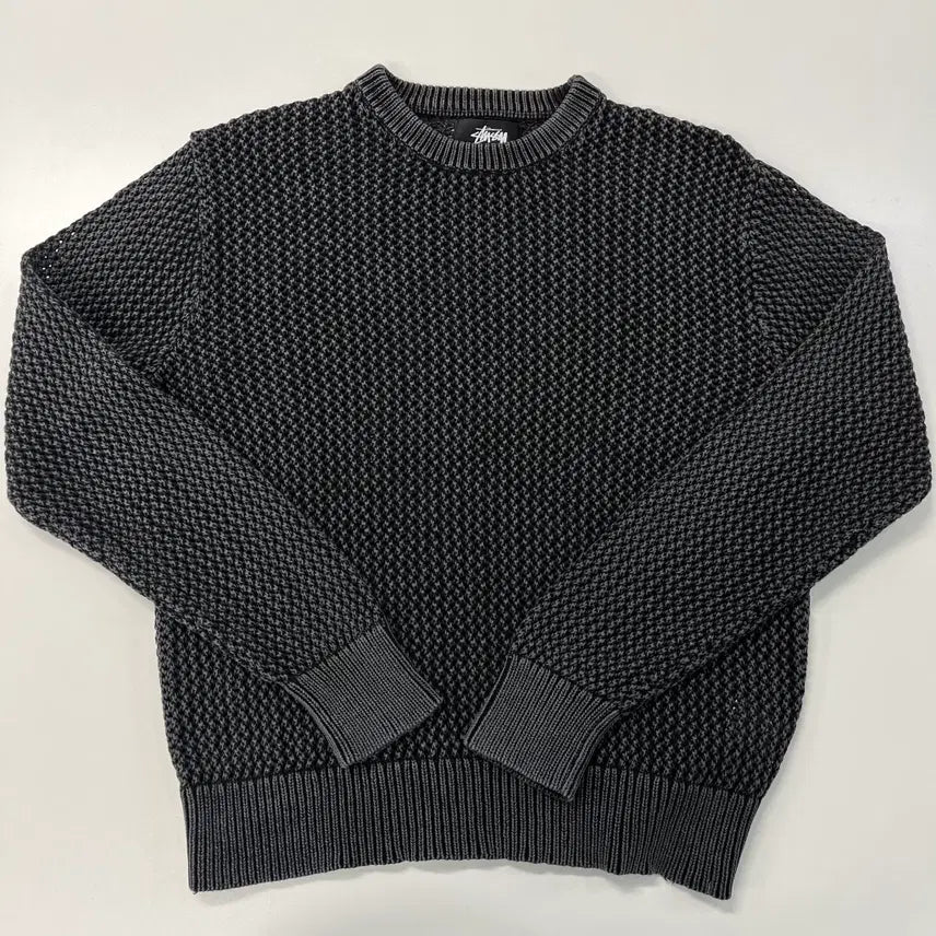 [BUNJANG] Stussy Pigment Loose Gauge Sweater Charcoal Black / [M] 스투시 피그먼트 루즈 게이지 스웨터 차콜블랙