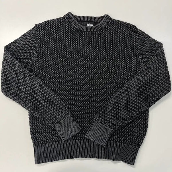 [BUNJANG] Stussy Pigment Loose Gauge Sweater Charcoal Black / [M] 스투시 피그먼트 루즈 게이지 스웨터 차콜블랙