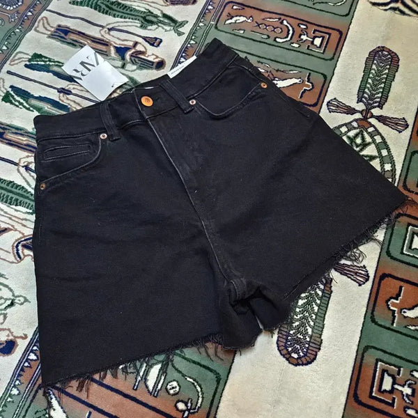 [BUNJANG] Zara High-Waisted Black Denim Shorts EUR34 / 자라(ZARA) 하이웨스트 데님 흑청 숏 반팬츠 Eur34