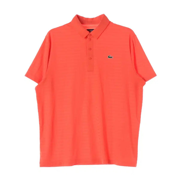 [BUNJANG] Lacoste Sport Striped Logo Embroidered Collar Short Sleeve T-Shirt Orange / 라코스테 스포츠 스트라이프 로고 자수 카라 반팔 티셔츠 오렌지