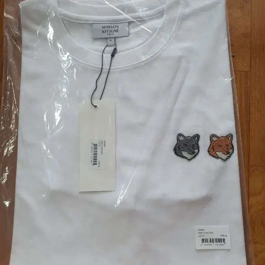 [BUNJANG] Maison Kitsuné Double Fox Embroidery T-Shirt White XL / 메종키츠네 반팔티 화이트 더블폭스 자수 XL
