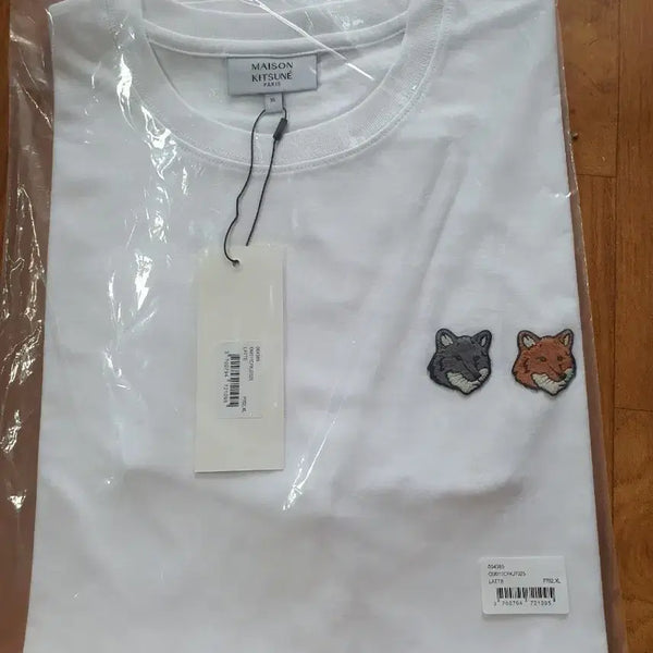 [BUNJANG] Maison Kitsuné Double Fox Embroidery T-Shirt White XL / 메종키츠네 반팔티 화이트 더블폭스 자수 XL