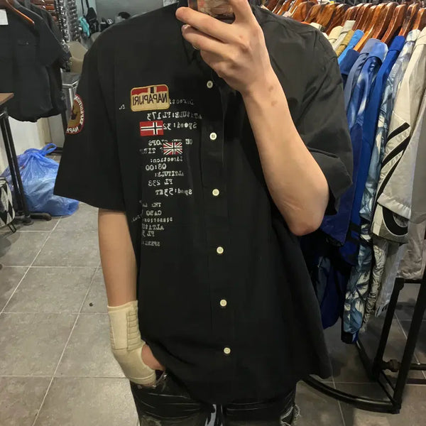 [BUNJANG] NO.9 Vintage Western Short Sleeve Shirt Black XL / [NO.9]빈티지 웨스턴 반팔셔츠 블랙
