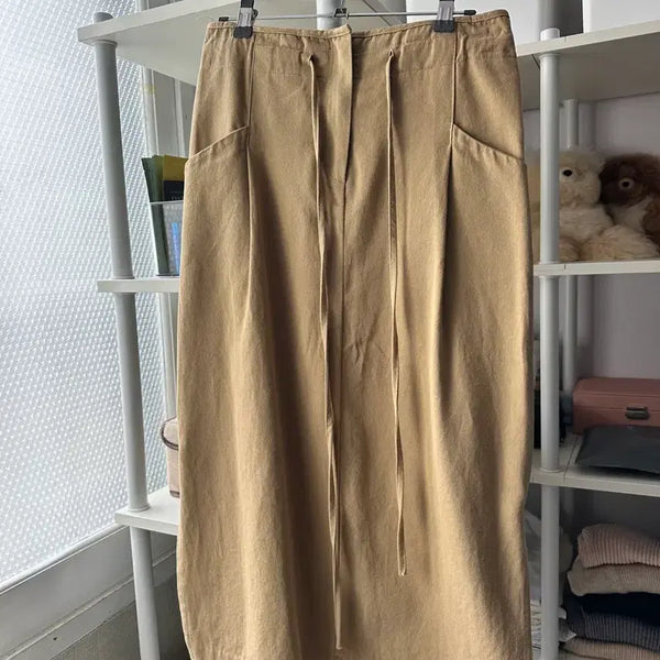 [BUNJANG] Khaki Midi Skirt / 카키 미디스커트