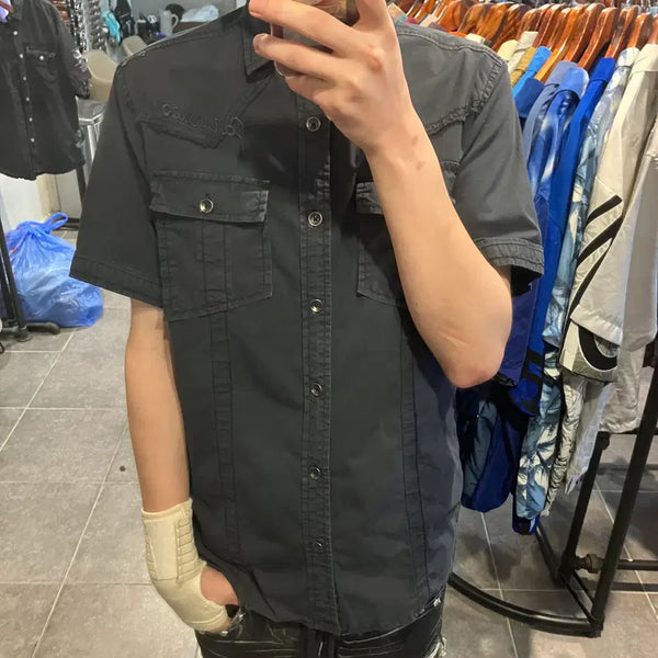 [BUNJANG] NO.9 Vintage Western Short Sleeve Shirt Black / [NO.9]빈티지 웨스턴 반팔셔츠 블랙