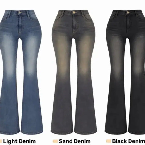 [BUNJANG] Mute U Basic Black XS Bootcut Washed Denim Pants / 거의새거)블랙 베이직xs 뮤트유 블러워싱 몸매보정 부츠컷 데님팬츠 청바지 에이블리 지그재그