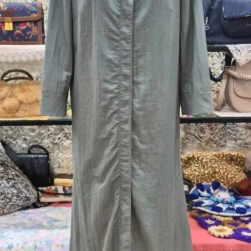 [BUNJANG] PRELIN Nylon Rayon Blend Crinkled Long Dress / PRELIN 바스락 롱원피스(55~66)