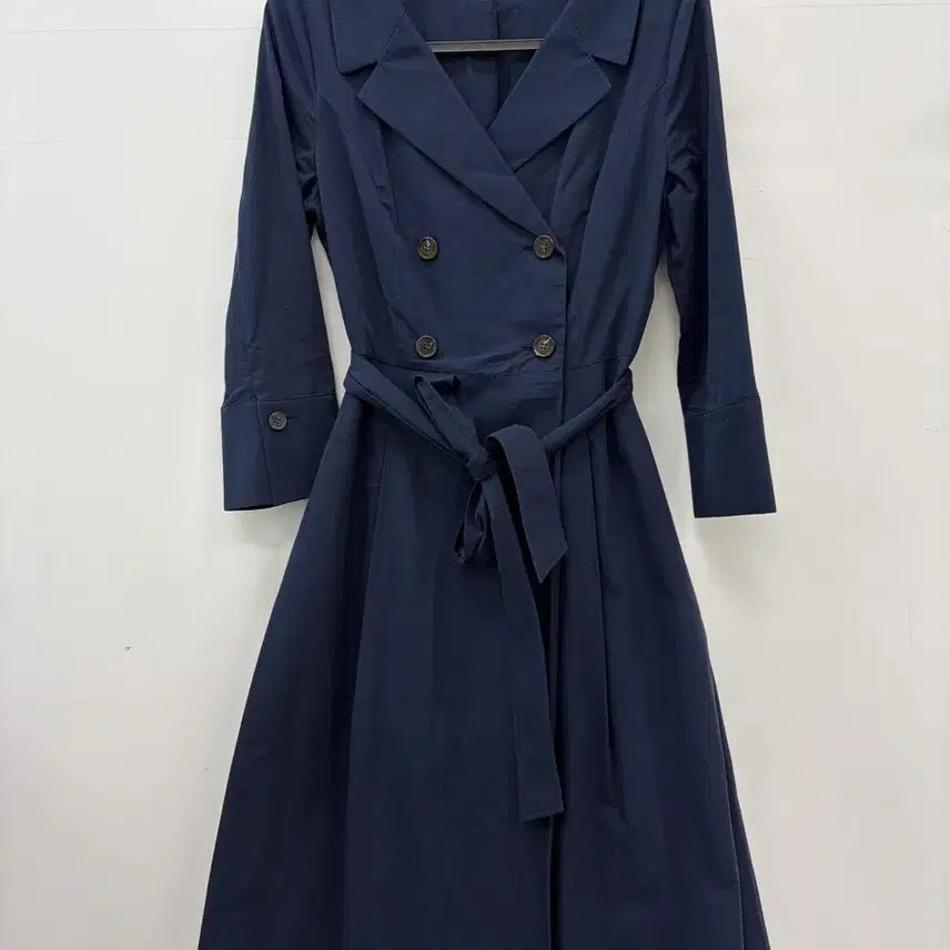 [BUNJANG] Plastic Island Navy Double Button Belted Long Dress / 플라스틱 아일랜드원피스