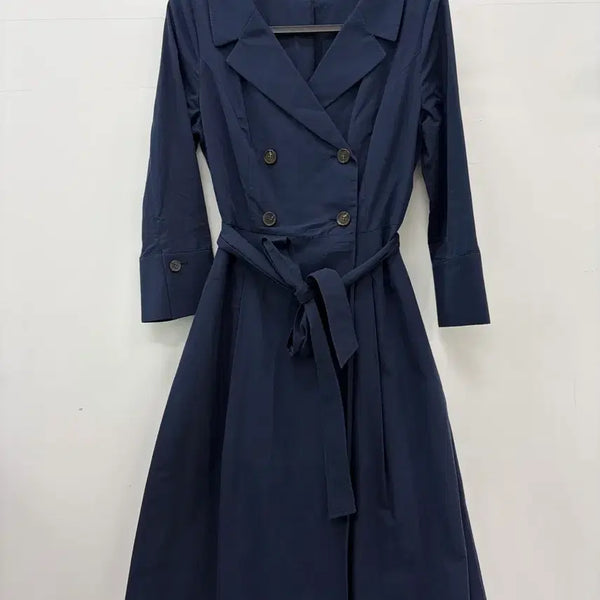 [BUNJANG] Plastic Island Navy Double Button Belted Long Dress / 플라스틱 아일랜드원피스