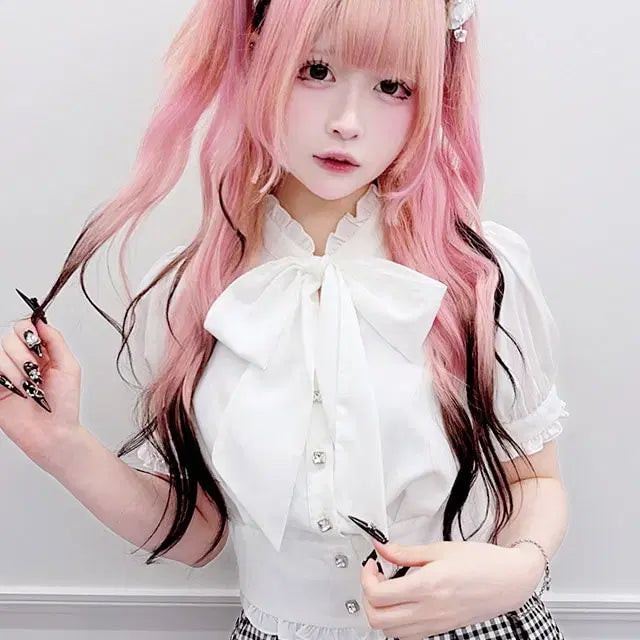 [BUNJANG] MARS Short Bow Tie Short Sleeve Blouse / MARS 마즈 숏 보우타이 반팔 블라우스