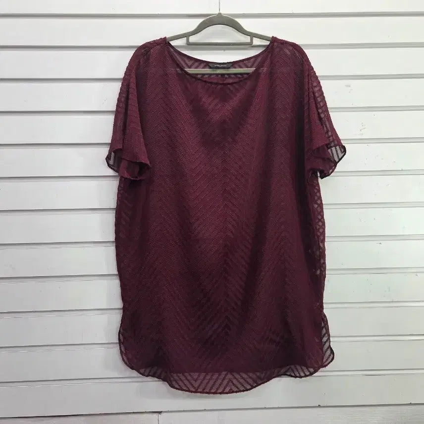 [BUNJANG] She's Miss Burgundy See-through Style Chiffon Blouse / 쉬즈미스 버건디 시스루스타일  쉬폰 블라우스/보물찾기천사