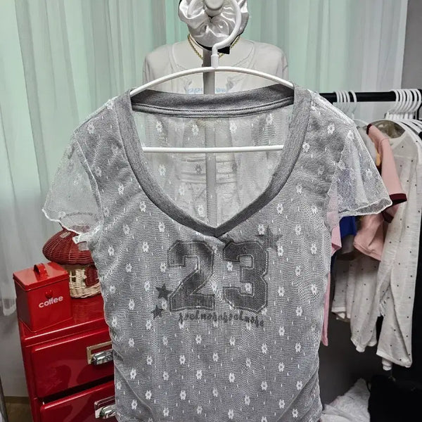 [BUNJANG] Women's Printed Short Sleeve T-Shirt / 여성 23 프린팅 반팔 티셔츠