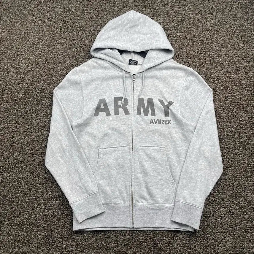 [BUNJANG] Avirex Grey Hooded Zip-Up Jacket / 아비렉스 그레이 후드집업