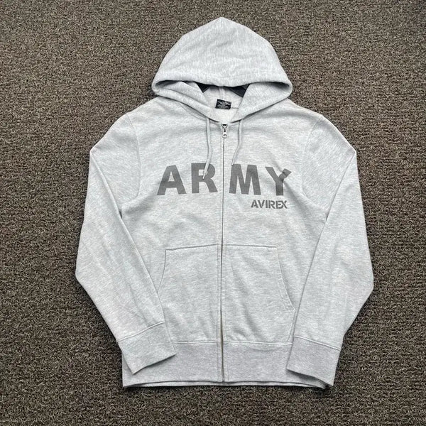 [BUNJANG] Avirex Grey Hooded Zip-Up Jacket / 아비렉스 그레이 후드집업