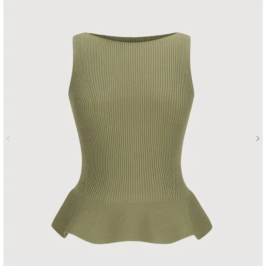 [BUNJANG] Low Sugar Sleeveless Peplum Top Olive Khaki / (새상품) 로우슈가 슬리브리스 페블럼탑 (올리브카키)
